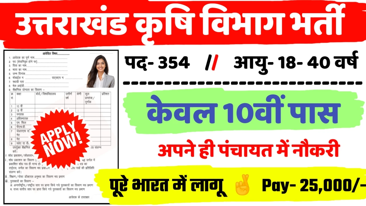Uttarakhand Krishi Vibhag Recruitment 2024:उत्तराखंड कृषि विभाग बंपर भर्ती
