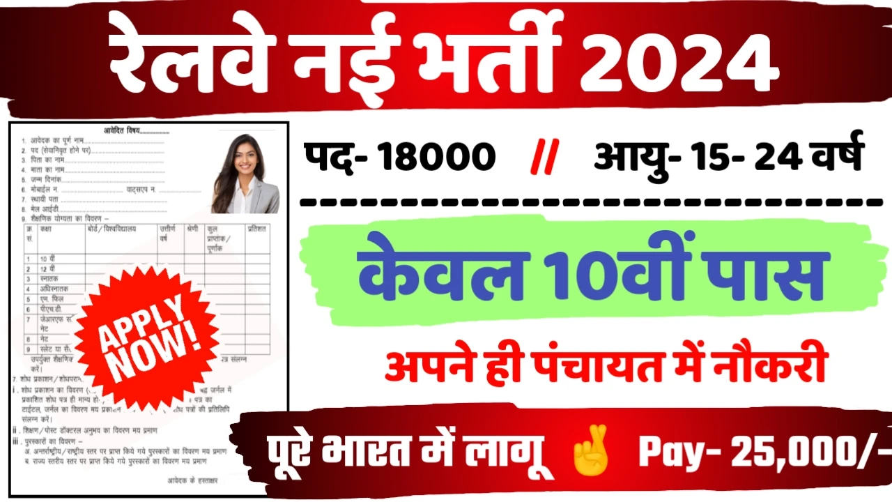 Railway Recruitment 2024: रेलवे बंपर भर्ती 18000 पदों के लिए 10वीं पास ऐसे करे