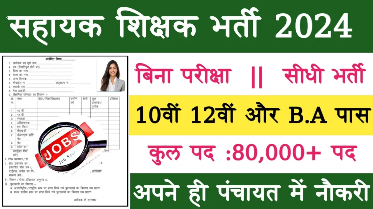 Assistant Teacher Recruitment 2024 – 80000+ Post Notification PDF & Apply Online