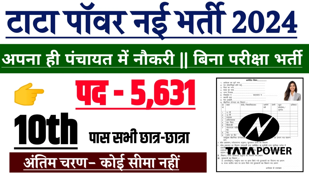 Tata Power Recruitment 2024 - टाटा पॉवर भर्ती 2024,10वीं पास