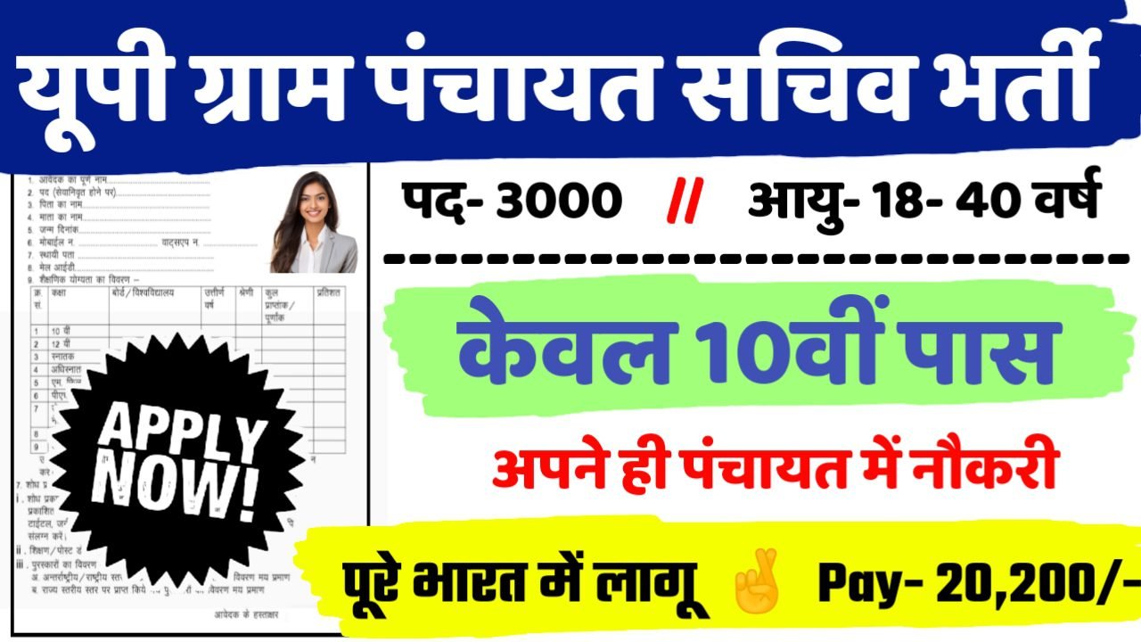 UP Gram Panchayat Sachiv Recruitment 2024 - यूपी ग्राम पंचायत सचिव भर्ती 2024,10वीं पास