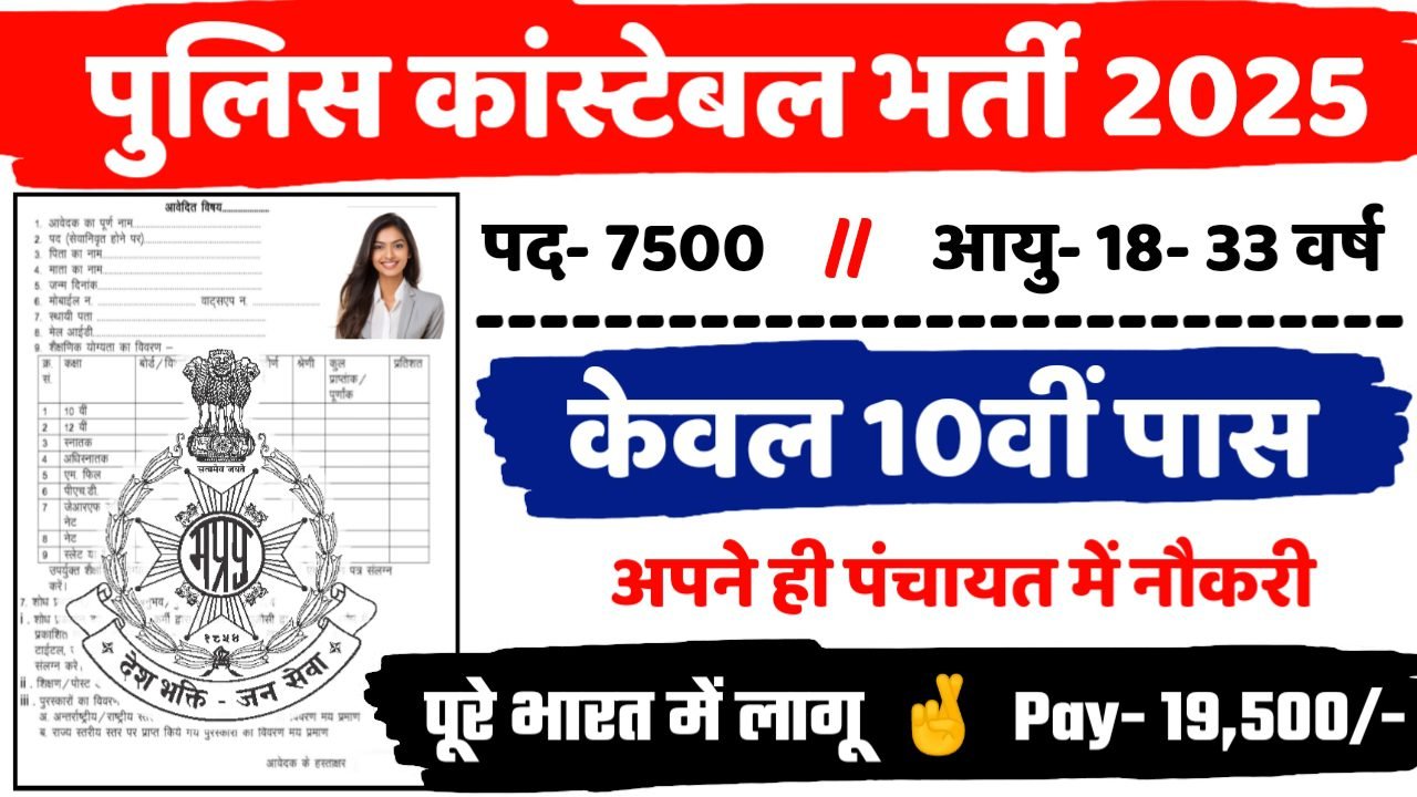 MP Police Constable Recruitment 2024 - पुलिस कांस्टेबल भर्ती 2024,10वीं पास