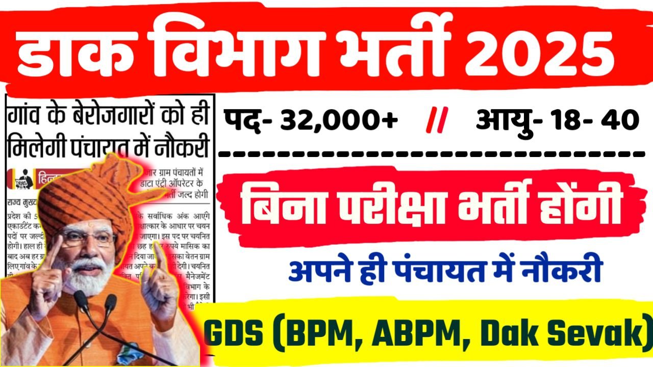 India Post GDS Recruitment 2025 - डाक विभाग भर्ती 2025,10वीं पास