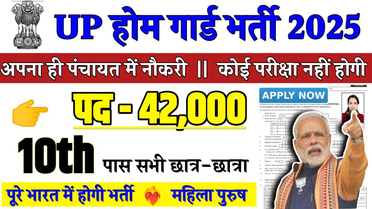 UP Home Guard Recruitment 2025 - यूपी होम गार्ड भर्ती 2025,10वीं पास