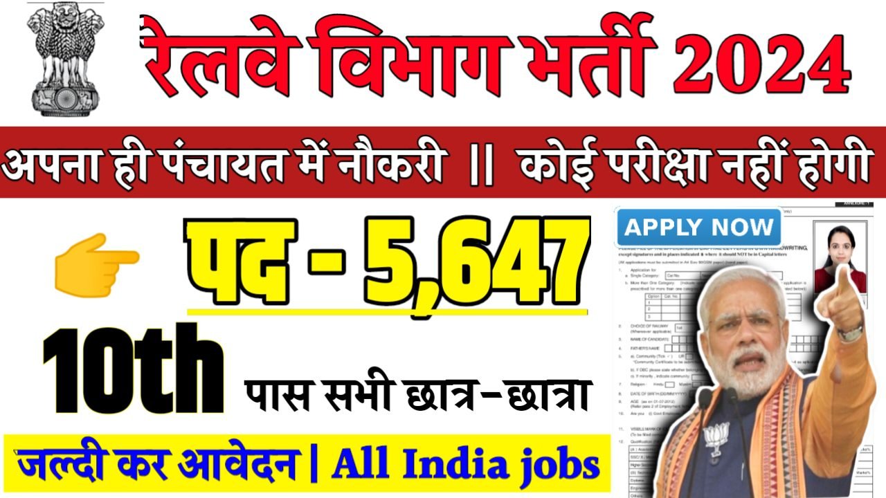 Northeast Frontier Railway Recruitment 2024 -भारतीय रेलवे भर्ती 2024,10वीं पास
