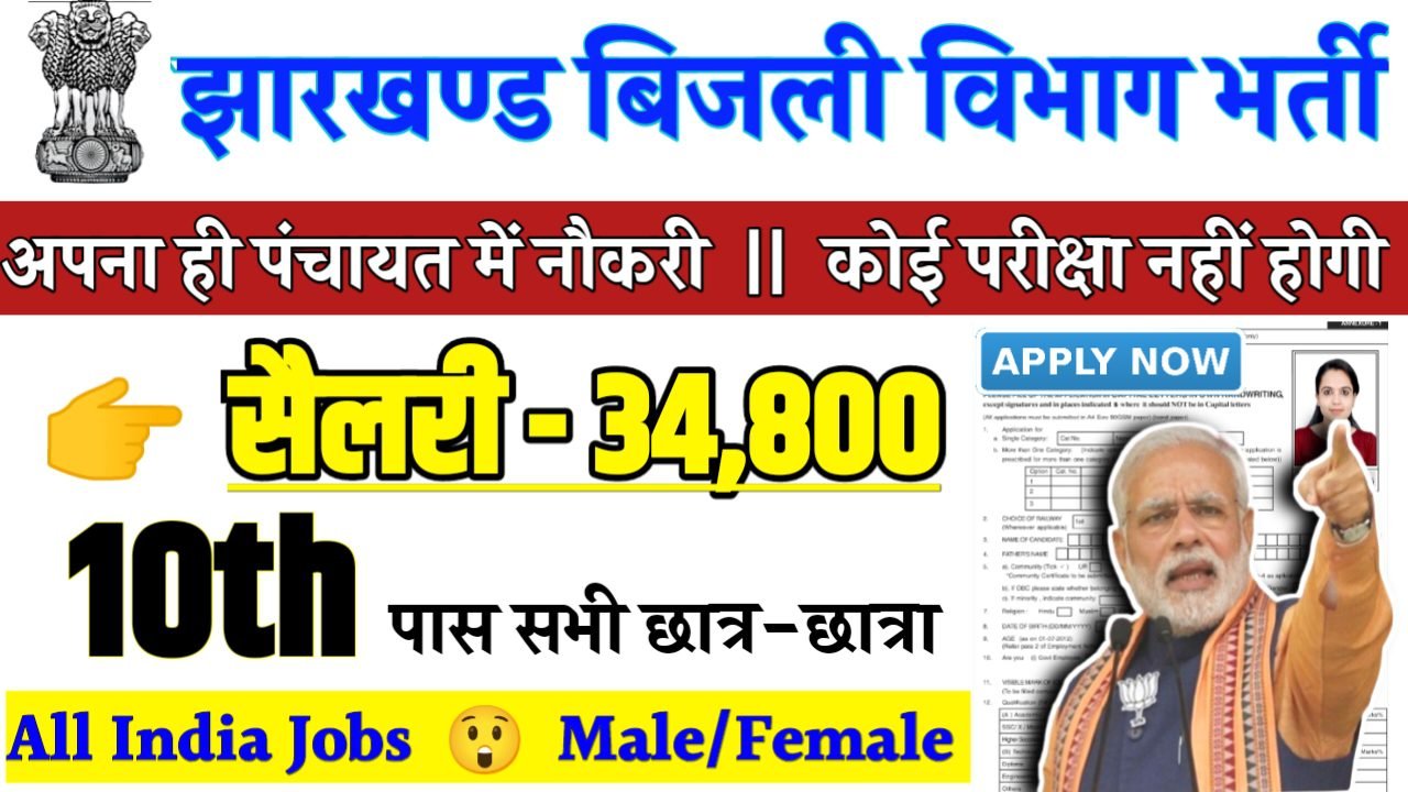 Jharkhand Bijli Vibhag Recruitment 2025 - झारखण्ड बिजली विभाग भर्ती 2025,10वीं पास