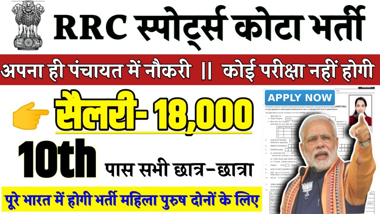 RRC Sports Quota Recruitment 2024 - नॉर्दर्न रेलवे भर्ती 2024,10वीं पास