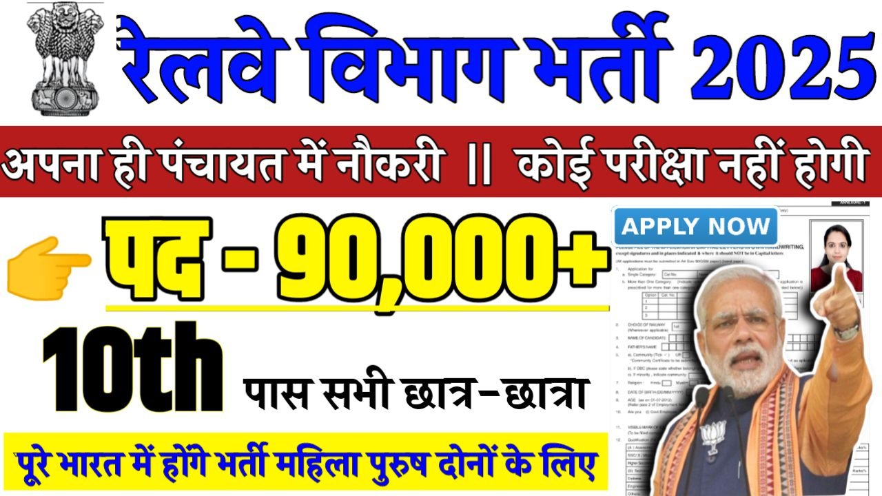 Railway Group D Recruitment 2025 - रेलवे भर्ती 2025,10वीं पास