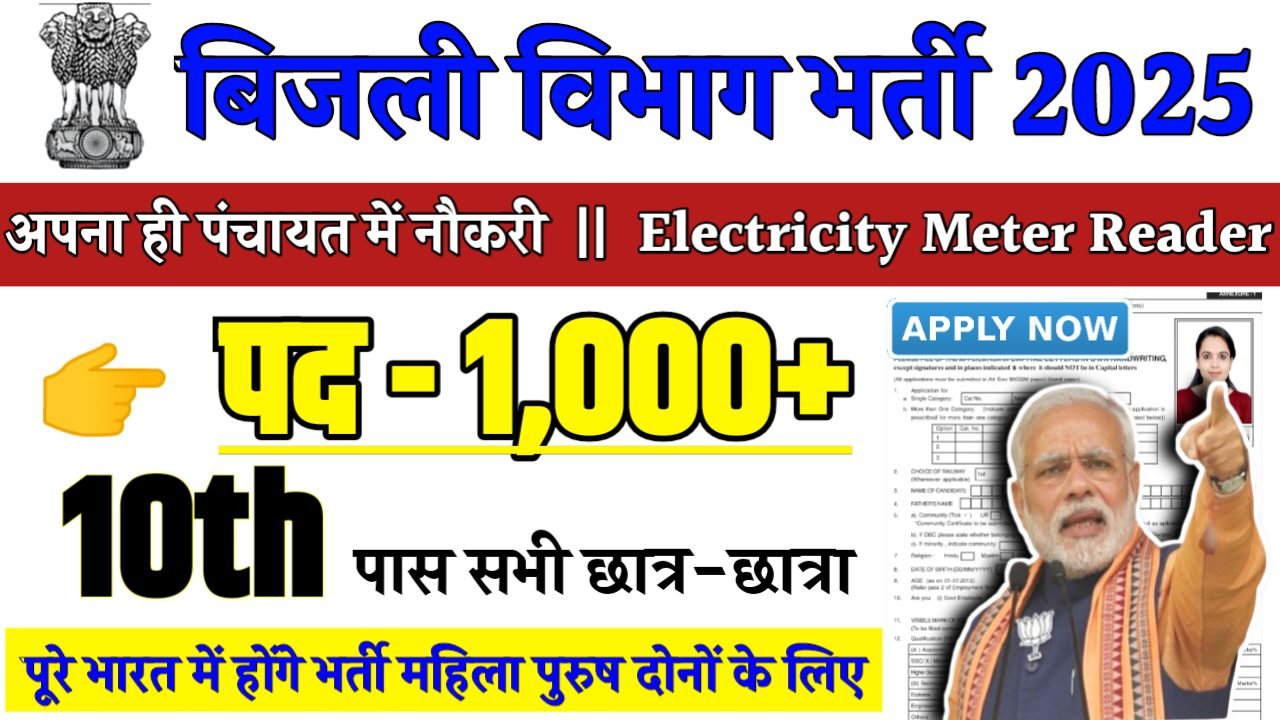 Bijli Vibhag Recruitment 2025 - बिजली विभाग  भर्ती 2025,10वीं पास