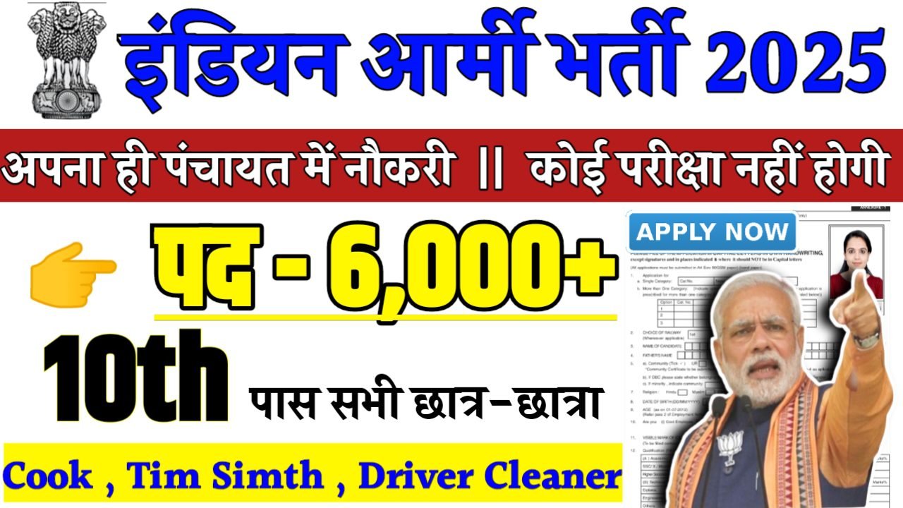 INDIAN ARMY Recruitment 2025 - इंडियन आर्मी भर्ती 2025,10वीं पास