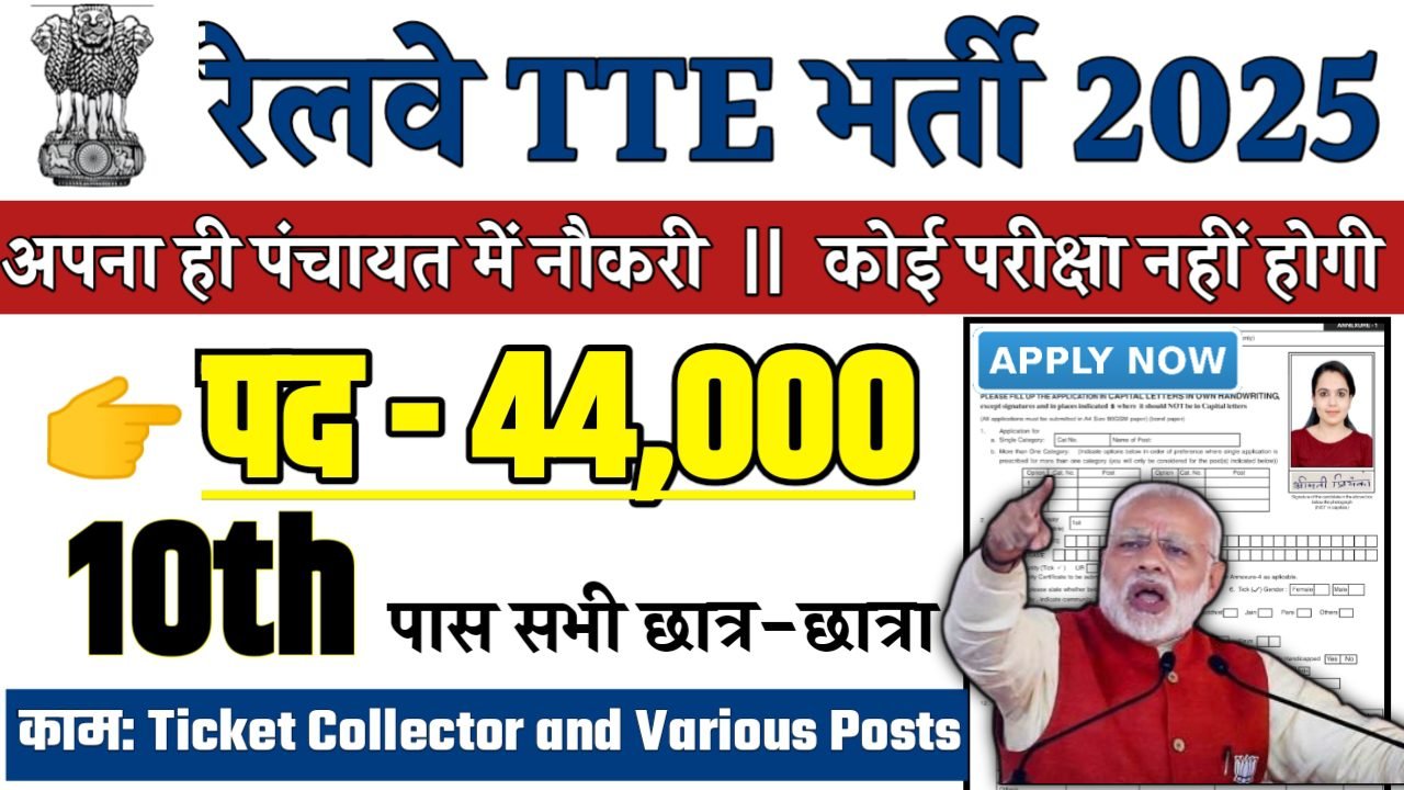 Railway TTE Recruitment 2025 - रेलवे भर्ती 2025,10वीं पास