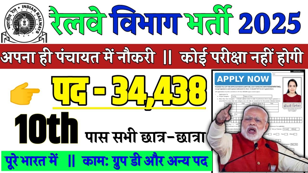 RRB Railway Group D Recruitment 2025 - रेलवे भर्ती 2025, पद- 32438