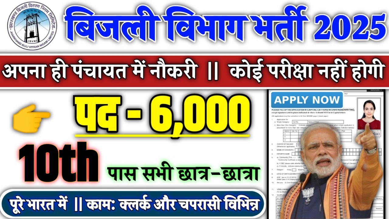 MP BIJLI VIBHAG Recruitment 2025 - बिजली विभाग भर्ती 2025, पद- 6000