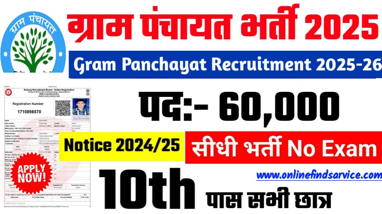 Gram Panchayat New Recruitment 2025 – Authoritative Notice Out, Post- 60,000