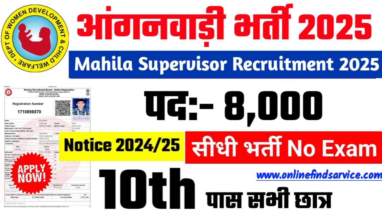 7Aaganwadi New Recruitment 2025 – Authoritative Notice Out, Post- 8000