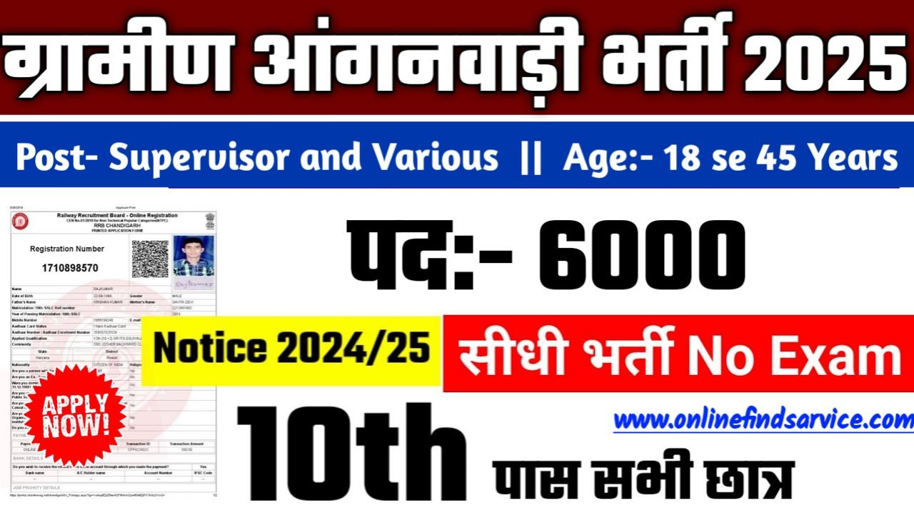 Anganwadi Supervisor New Recruitment 2025 – Authoritative Notice Out, Post- 6000