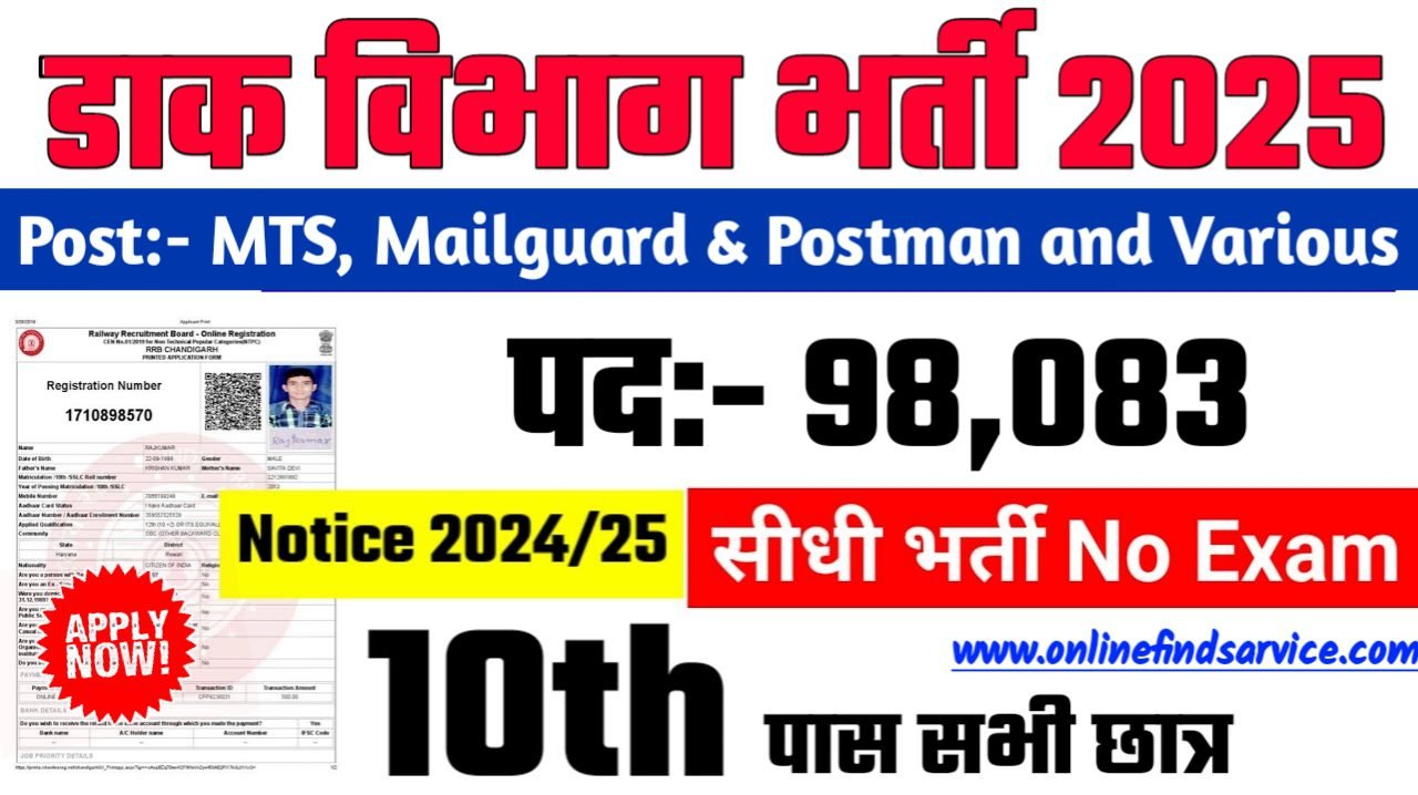 India Post Office New Recruitment 2025 – Authoritative Notice Out, Post- 98,083