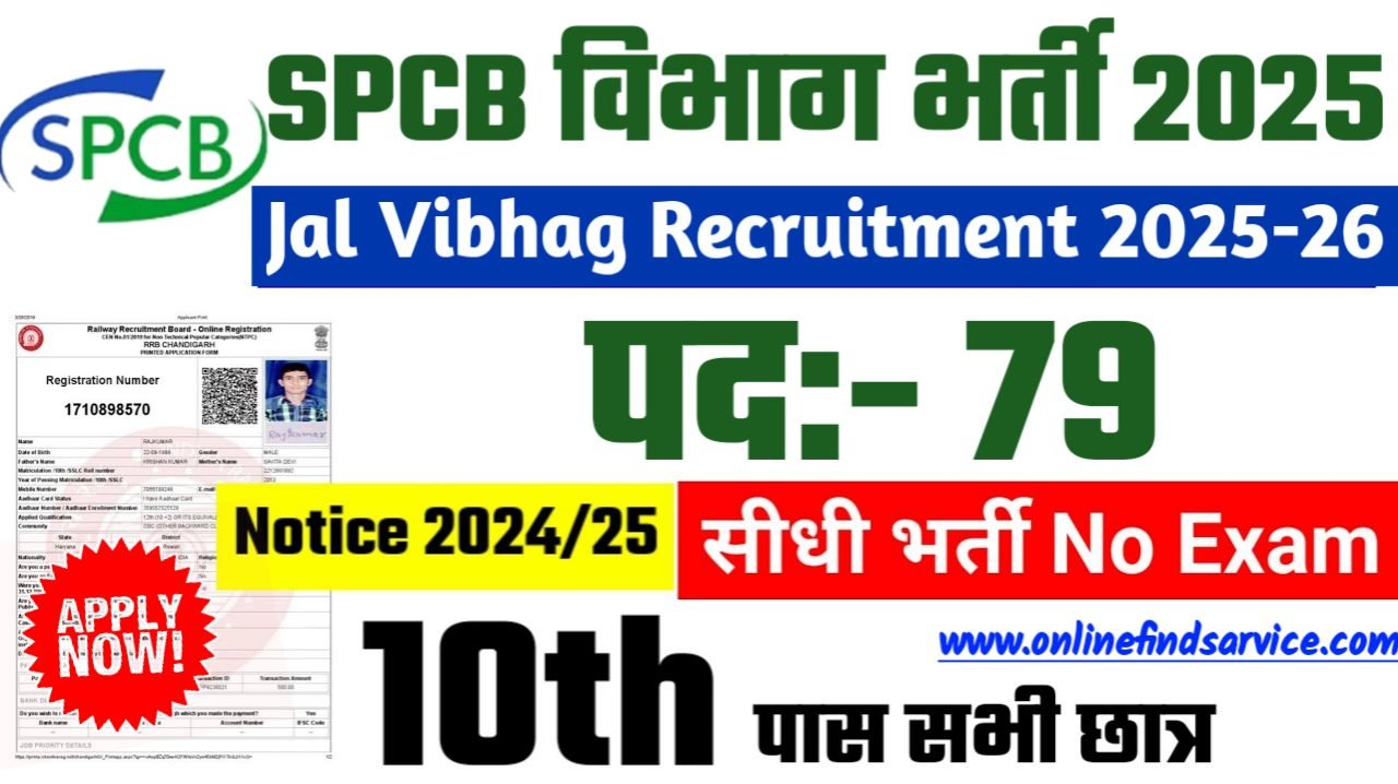 SPCB New Recruitment 2025 – Authoritative Notice Out, Post- 79