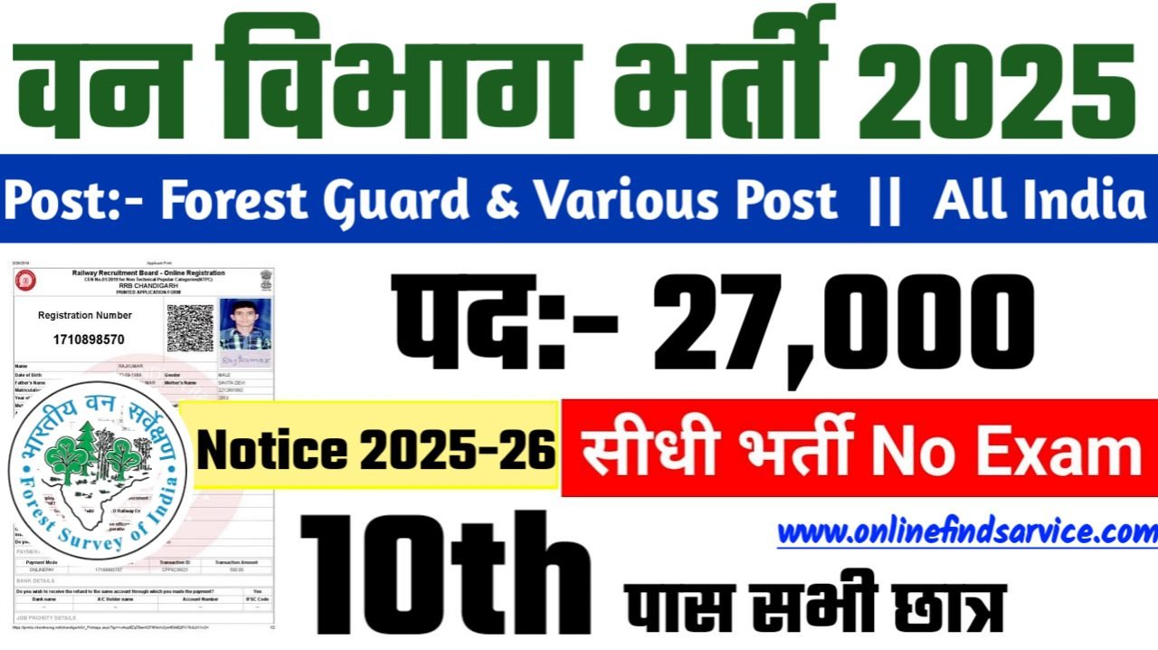 Forest Guard New Recruitment 2025: फॉरेस्ट गार्ड में नई भर्ती योग्यता 10वीं 12वीं पास, Authoritative Notice Out