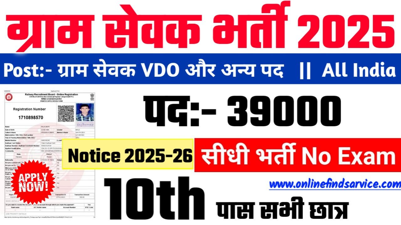 Gram Sevak New Recruitment 2025: ग्राम सेवक में नई भर्ती योग्यता 10वीं 12वीं पास, Authoritative Notice Out
