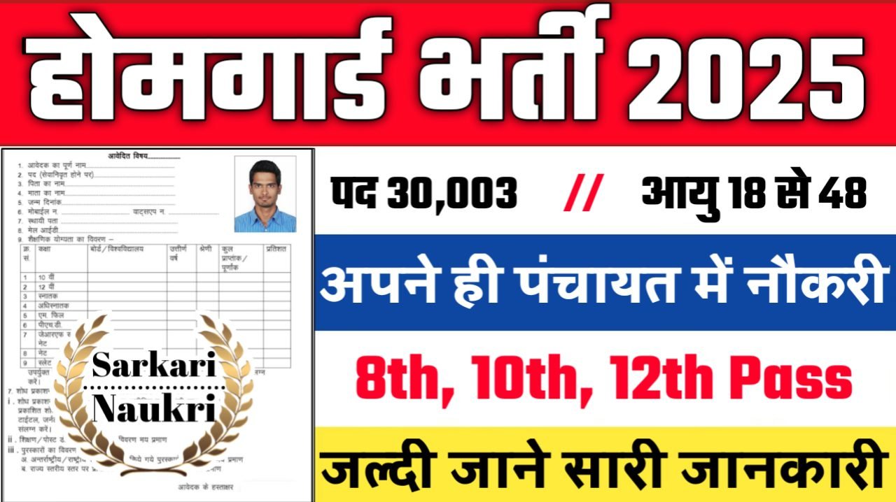 UP HOME GUARD New Vacancy 2025 - होमगार्ड भर्ती 2025, पद- 30003 - Authoritative Notice Out