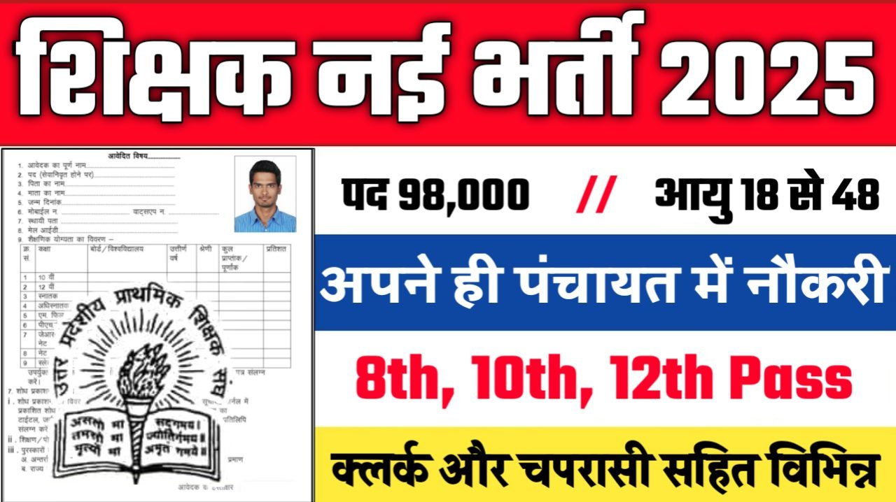UP PRATHMIK SHIKSHAK New Vacancy 2025 - शिक्षक भर्ती 2025, पद- 98000 - Authoritative Notice Out