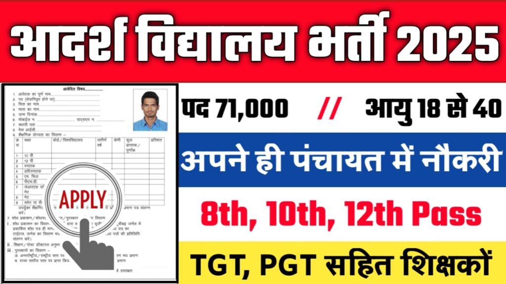 Aadarsh Vidhyalaya New Recruitment 2025: आदर्श विद्यालय में नई भर्ती , Authoritative Notice Out