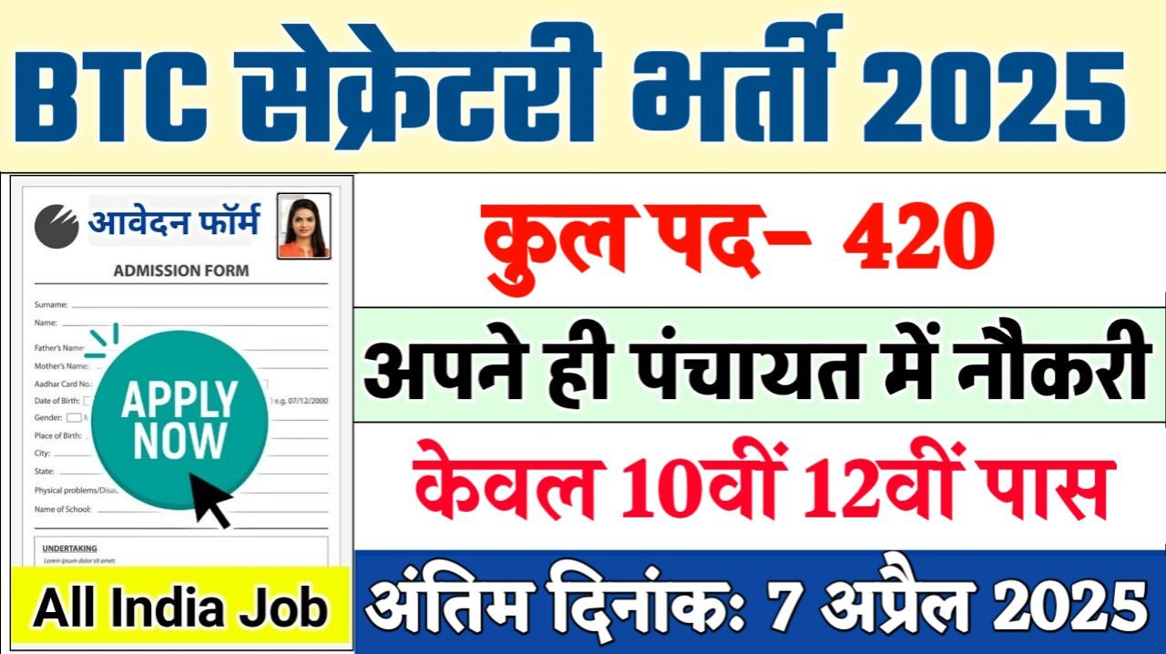 BTC Secretary New Recruitment 2025: बोडोलैंड प्रादेशिक परिषद नई भर्ती 2025, Authoritative Notice Out