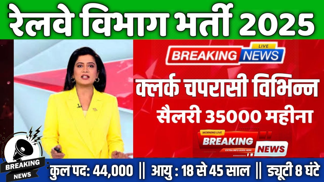 Railway TTE New Recruitment 2025: रेलवे 44000 पदों पर बंपर भर्ती 10वीं पास