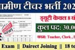Gramin Teacher New Recruitment 2025 – Post- 30,000 + Teacher, Clerk , Peon