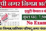 UP Nagar Nigam New Recruitment 2025 – Post- 7500 - नगर निगम,पालिका परिषद्,नगर पंचायत