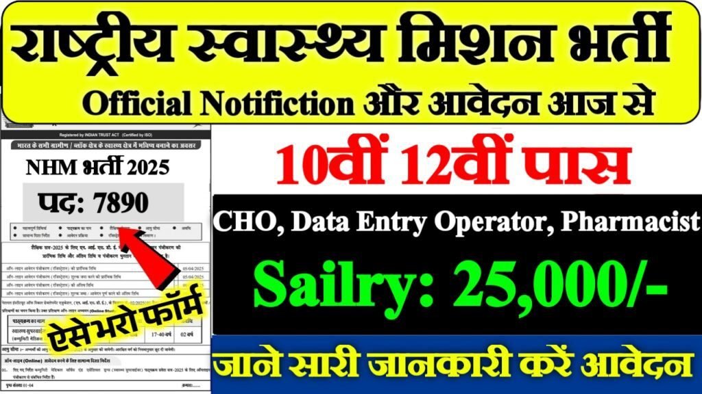 NHM New Recruitment 2025 – Post- 7890, CHO, Data Entry Operator, Pharmacist