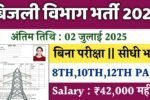 Bijli Vibhag New Vacancy 2025: बिजली विभाग में 65,000 पदों पर भर्ती, मीटर रीडर, बिलिंग मैन, इलेक्ट्रीशियन