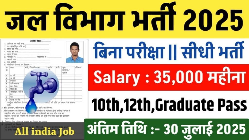 Water Department New Vacancy 2025: जल विभाग में 66,000 पदों पर भर्ती, मीटर रीडर, क्लर्क गार्ड