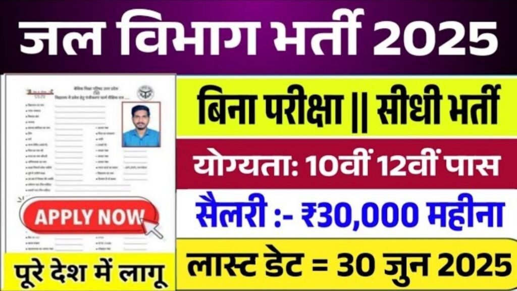 Water Department New Vacancy 2025: जल विभाग में 86,000 पदों पर भर्ती, मीटर रीडर ,क्लर्क गार्ड