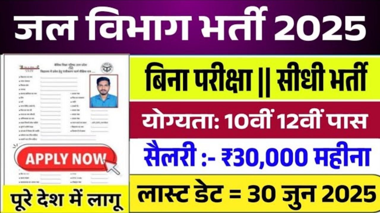 Water Department New Vacancy 2025: जल विभाग में 86,000 पदों पर भर्ती, मीटर रीडर ,क्लर्क गार्ड